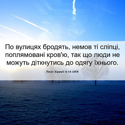 Picture 06 - Плач Єремії 4:14 UKR - По вулицях бродять, немов - Bible Verse Picture