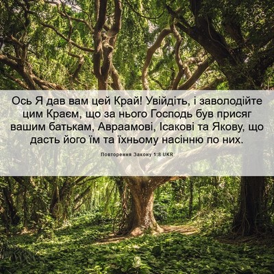 Picture 06 - Повторення Закону 1:8 UKR - Ось Я дав вам цей Край! - Bible Verse Picture