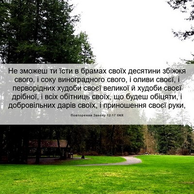Picture 06 - Повторення Закону 12:17 UKR - Не зможеш ти їсти в брамах - Bible Verse Picture