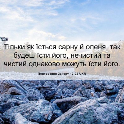 Picture 06 - Повторення Закону 12:22 UKR - Тільки як їсться сарну й - Bible Verse Picture