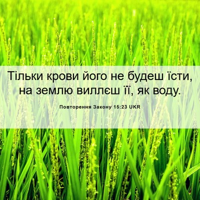 Picture 06 - Повторення Закону 15:23 UKR - Тільки крови його не будеш - Bible Verse Picture