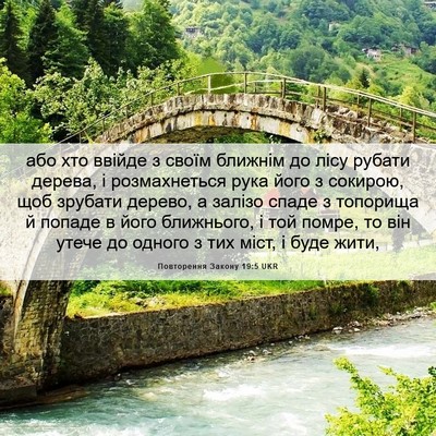 Picture 06 - Повторення Закону 19:5 UKR - або хто ввійде з своїм - Bible Verse Picture