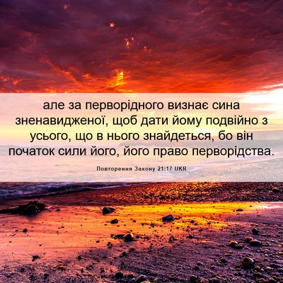 Picture 06 - Повторення Закону 21:17 UKR - але за перворідного визнає - Bible Verse Picture