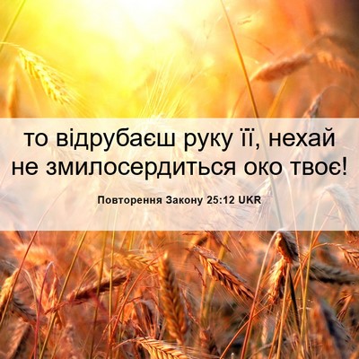 Picture 06 - Повторення Закону 25:12 UKR - то відрубаєш руку її, нехай - Bible Verse Picture
