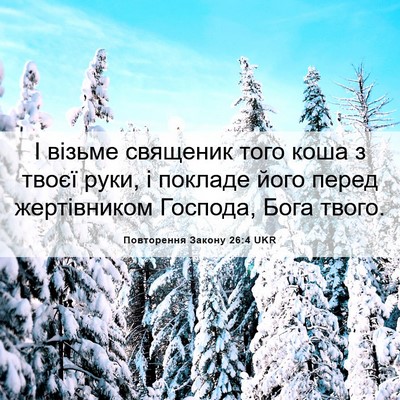 Picture 06 - Повторення Закону 26:4 UKR - І візьме священик того - Bible Verse Picture