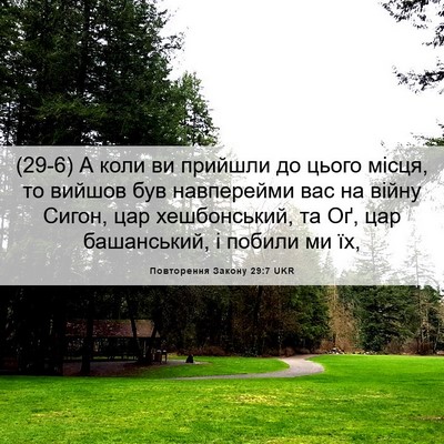 Picture 06 - Повторення Закону 29:7 UKR - (29-6) А коли ви прийшли до - Bible Verse Picture