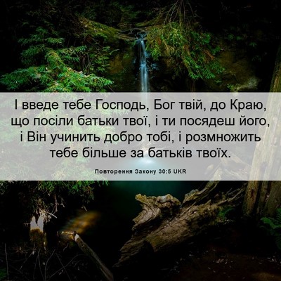 Picture 06 - Повторення Закону 30:5 UKR - І введе тебе Господь, Бог - Bible Verse Picture