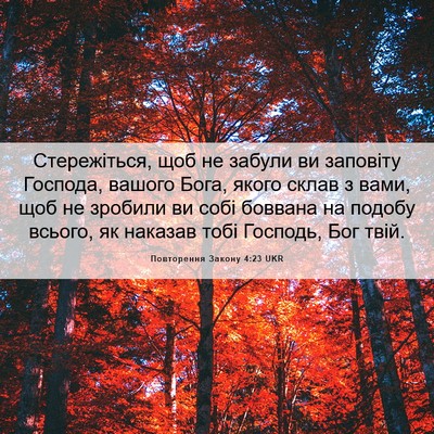 Picture 06 - Повторення Закону 4:23 UKR - Стережіться, щоб не забули - Bible Verse Picture