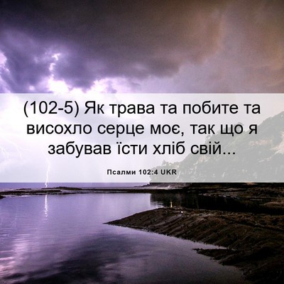 Picture 06 - Псалми 102:4 UKR - (102-5) Як трава та побите та - Bible Verse Picture