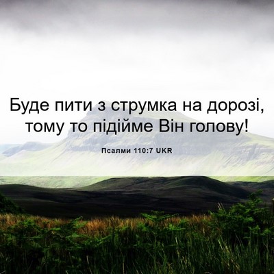 Picture 06 - Псалми 110:7 UKR - Буде пити з струмка на - Bible Verse Picture