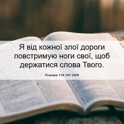 Picture 06 - Псалми 119:101 UKR - Я від кожної злої дороги - Bible Verse Picture