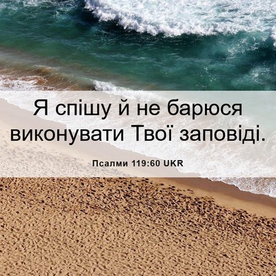 Picture 06 - Псалми 119:60 UKR - Я спішу й не барюся - Bible Verse Picture
