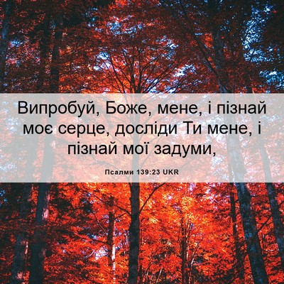 Picture 06 - Псалми 139:23 UKR - Випробуй, Боже, мене, і - Bible Verse Picture