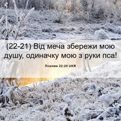 Picture 06 - Псалми 22:20 UKR - (22-21) Від меча збережи мою - Bible Verse Picture
