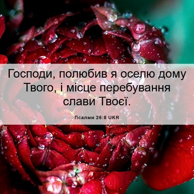 Picture 06 - Псалми 26:8 UKR - Господи, полюбив я оселю - Bible Verse Picture