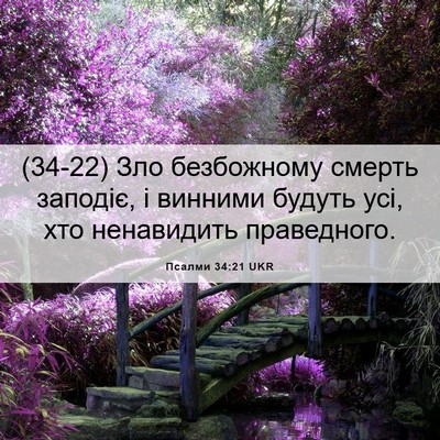Picture 06 - Псалми 34:21 UKR - (34-22) Зло безбожному смерть - Bible Verse Picture