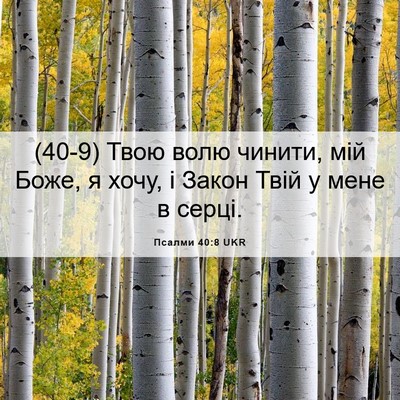 Picture 06 - Псалми 40:8 UKR - (40-9) Твою волю чинити, мій - Bible Verse Picture