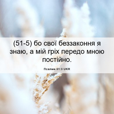 Picture 06 - Псалми 51:3 UKR - (51-5) бо свої беззаконня я - Bible Verse Picture