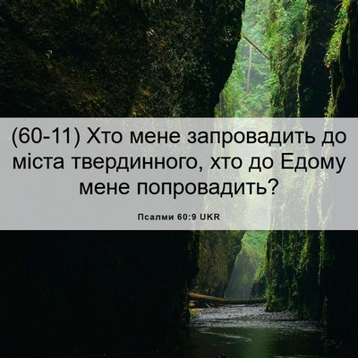 Picture 06 - Псалми 60:9 UKR - (60-11) Хто мене запровадить - Bible Verse Picture