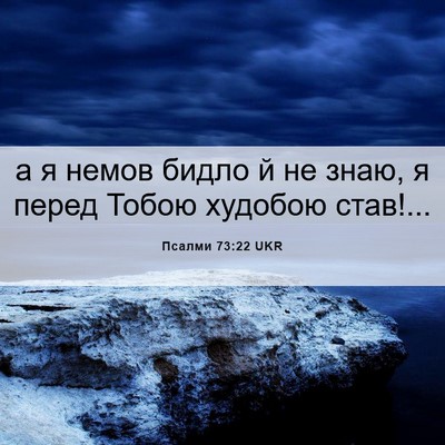 Picture 06 - Псалми 73:22 UKR - а я немов бидло й не знаю, я - Bible Verse Picture