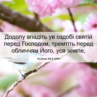 Picture 06 - Псалми 96:9 UKR - Додолу впадіть ув оздобі - Bible Verse Picture