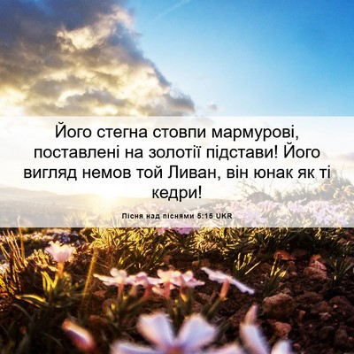 Picture 06 - Пісня над піснями 5:15 UKR - Його стегна стовпи - Bible Verse Picture