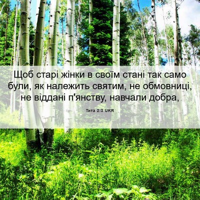 Picture 06 - Тита 2:3 UKR - Щоб старі жінки в своїм - Bible Verse Picture