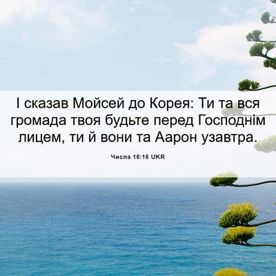 Picture 06 - Числа 16:16 UKR - І сказав Мойсей до Корея: - Bible Verse Picture