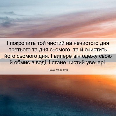 Picture 06 - Числа 19:19 UKR - І покропить той чистий на - Bible Verse Picture