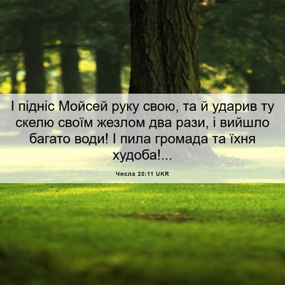 Picture 06 - Числа 20:11 UKR - І підніс Мойсей руку свою, - Bible Verse Picture