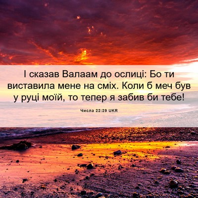 Picture 06 - Числа 22:29 UKR - І сказав Валаам до ослиці: - Bible Verse Picture