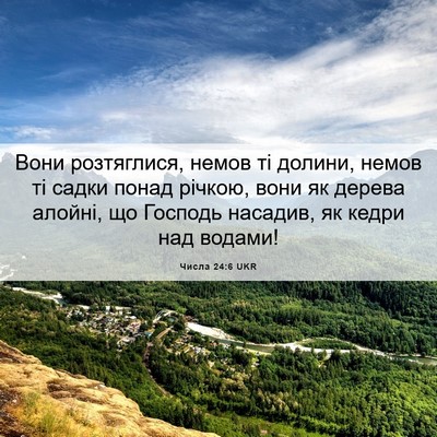 Picture 06 - Числа 24:6 UKR - Вони розтяглися, немов ті - Bible Verse Picture