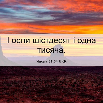 Picture 06 - Числа 31:34 UKR - І осли шістдесят і одна - Bible Verse Picture