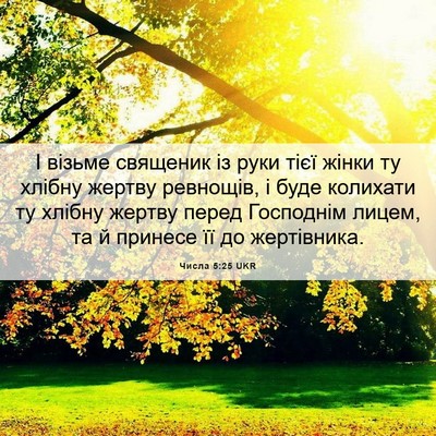 Picture 06 - Числа 5:25 UKR - І візьме священик із руки - Bible Verse Picture