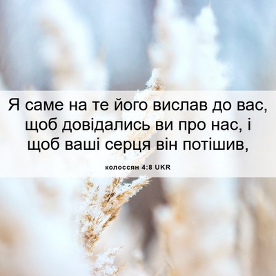 Picture 06 - колоссян 4:8 UKR - Я саме на те його вислав до - Bible Verse Picture
