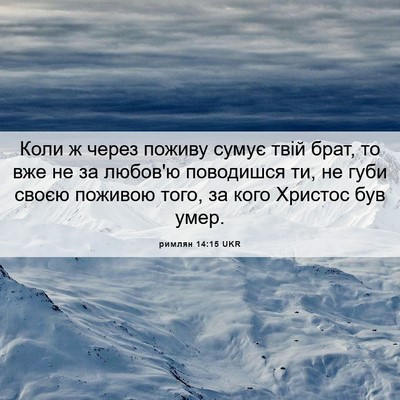 Picture 06 - римлян 14:15 UKR - Коли ж через поживу сумує - Bible Verse Picture