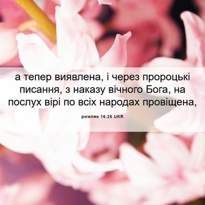 Picture 06 - римлян 16:26 UKR - а тепер виявлена, і через - Bible Verse Picture
