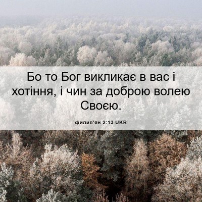 Picture 06 - филип'ян 2:13 UKR - Бо то Бог викликає в вас і - Bible Verse Picture
