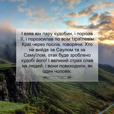 Picture 07 - 1 Самуїлова 11:7 UKR - І взяв він пару худобин, і - Bible Verse Picture