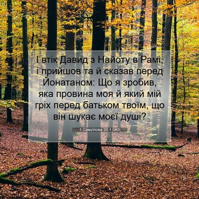 Picture 07 - 1 Самуїлова 20:1 UKR - І втік Давид з Найоту в - Bible Verse Picture