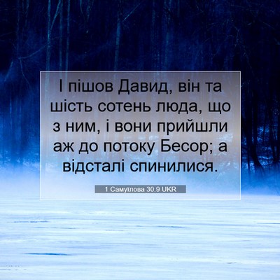 Picture 07 - 1 Самуїлова 30:9 UKR - І пішов Давид, він та шість - Bible Verse Picture