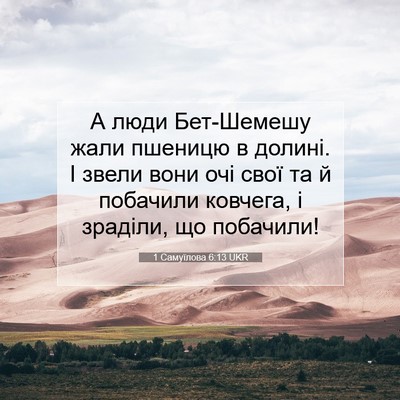Picture 07 - 1 Самуїлова 6:13 UKR - А люди Бет-Шемешу жали - Bible Verse Picture