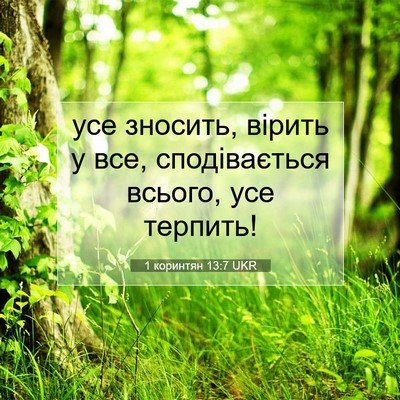 Picture 07 - 1 коринтян 13:7 UKR - усе зносить, вірить у все, - Bible Verse Picture