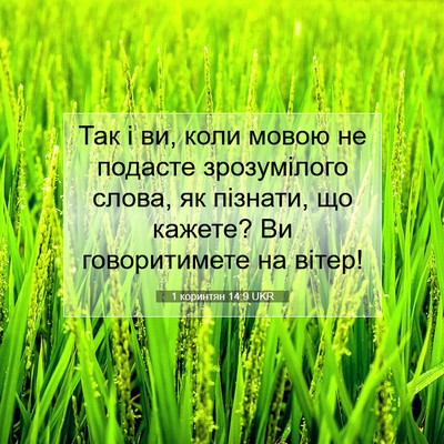 Picture 07 - 1 коринтян 14:9 UKR - Так і ви, коли мовою не - Bible Verse Picture