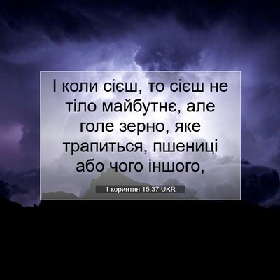 Picture 07 - 1 коринтян 15:37 UKR - І коли сієш, то сієш не тіло - Bible Verse Picture