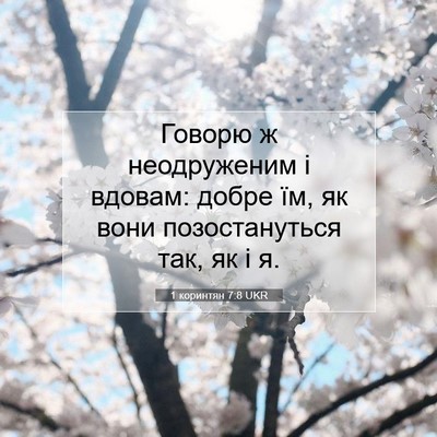 Picture 07 - 1 коринтян 7:8 UKR - Говорю ж неодруженим і - Bible Verse Picture