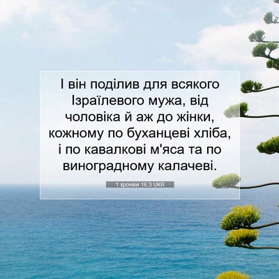 Picture 07 - 1 хроніки 16:3 UKR - І він поділив для всякого - Bible Verse Picture