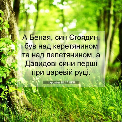 Picture 07 - 1 хроніки 18:17 UKR - А Беная, син Єгоядин, був - Bible Verse Picture
