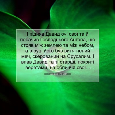 Picture 07 - 1 хроніки 21:16 UKR - І підняв Давид очі свої та - Bible Verse Picture