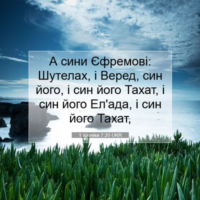 Picture 07 - 1 хроніки 7:20 UKR - А сини Єфремові: Шутелах, і - Bible Verse Picture